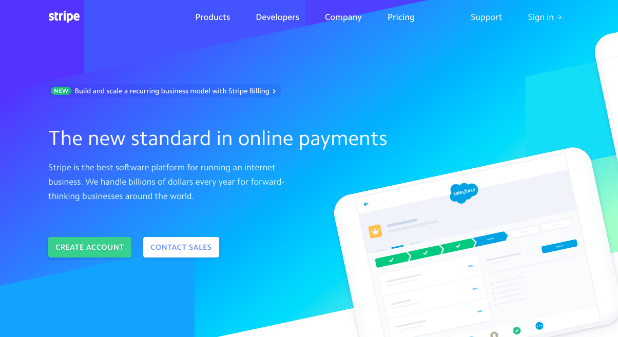 Stripe home page